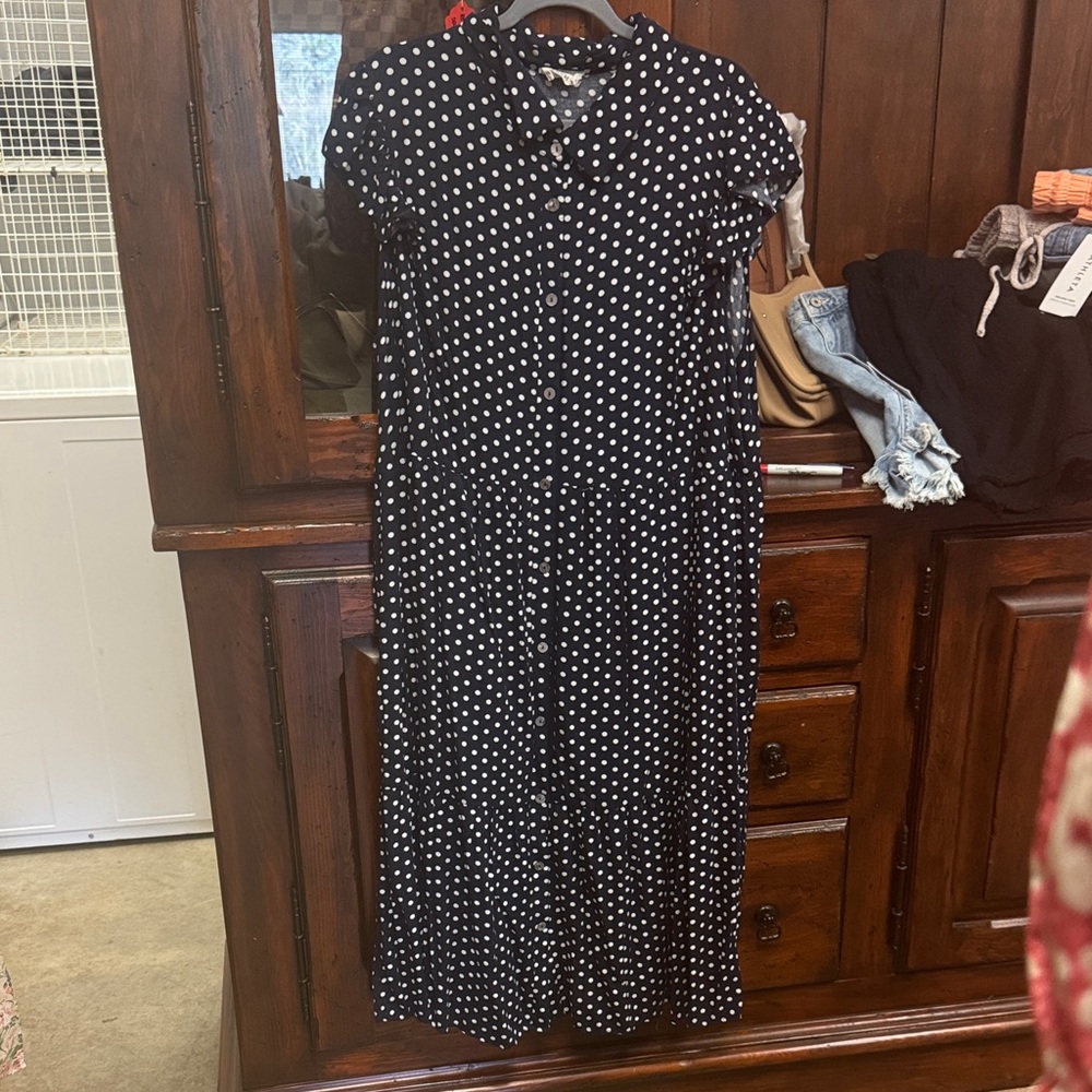 ANDREE BY UNIT Black Polka Dot Midi Dress